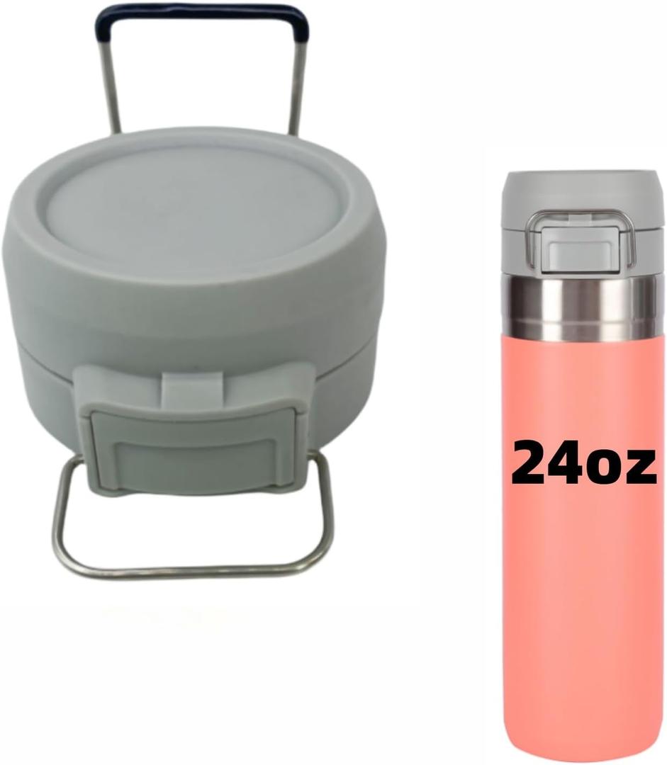 Replacement Lid for Stanley Quick Flip GO, Tumbler Lid Compatible with Stanley Cup 24oz 36oz Water Bottle, One Button Water Bottle Cap for Stanley Quick Flip GO (Grey)