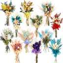 Layhit 12 Pcs Boho Dried Flower Bouquet Mini Wedding Handmade Dry Flowers Decor for Vase Crafts DIY Photo Boutonniere for Men Floral Plant for Bridesmaid Gift Birthday Decor(Hydrangea)