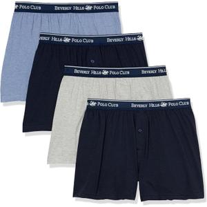 Beverly Hills Polo Club Men's 4 Pack Knit Boxer Short (XL)