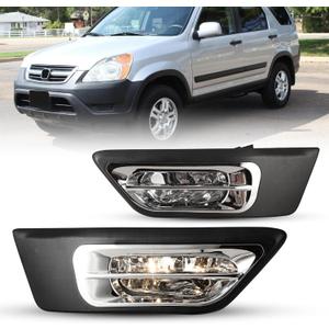 Fog Lights for Honda CRV 2002-2004 with 9006 12V51W Bulbs Fog Lamps Replacement Included Wiring Kits & Switch- 1 Pair (Clear Lens)