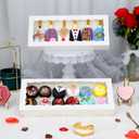 50pcs 12x5x1.5Inches White Bakery Boxes with Window Cookies Boxes Chocolate Truffle Boxes Macaron Boxes Cakesickle Boxes Browines Treat Boxes for Christmas Valentine's Easter Mother's Day