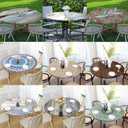 Weave Printed 42 Inch Round Fitted Cloth Tablecloth with Elastic Edged, Waterproof Oil Proof Wipeable Table Cover for Indoor Outdoor Patio Table, Fits Round Tables Up to 40" - 44" Diameter