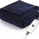 Sunbeam Electric Throw Royal Luxe Microplush Heated Blanket, 4 Heat Settings, 4-Hour Auto Shut-Off, Fast Heating, Warm and Cozy, Admiral Blue Color, 50" x 60", Midnight Blue