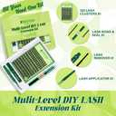 KEYYOU Lash Extension Kit 3D Effect Volume Lash Clusters Kit 120pcs D Curl Waterproof Kit DIY Eyelash Extension Kit with Bond and Seal Lash Glue Remover Lash Applicators (Kit-PuffSilk V3D03-8-16MIX)