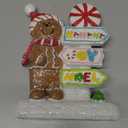 Hodao Christmas Gingerbread Family Figurines – Hand-Painted Resin Holiday Decorations with Red & Green Scarves, Festive Indoor Ornaments for Home, Bedroom & Tabletop, Heartwarming Décor