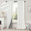 Living Room Curtains 84 Inches Long Faux Linen Darkening Curtain for Bedroom Boho Burlap Full Blackout Soundproof Thermal Insulated Drapes for Nursery Room Divider 52x84 Length 2 Panel Ivory Off White