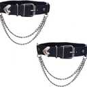 Adjustable Heart-Shaped Thigh Garter 2 Pieces Punk Leather Garter Belts Leg Garter with Chains Body Accessories