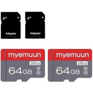 Two Memory Cards Micro SD Card 64GB with SD Adapter, C10, UHS-1, A1, Microsd, TF Card