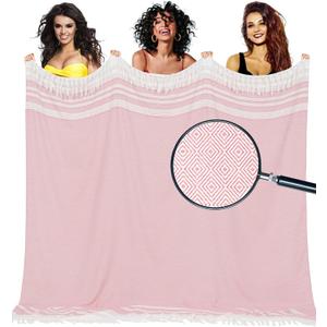 Oversized Turkish Beach Towel Blanket Cotton Giant XL Sandproof Towels Huge Linen XXL Extra Large Big Throw Quilt Blankets for Adults Cloud Travel Camping Glamping Accessories Essentials (Extra Large 82"x88"208x224cm, Pink)