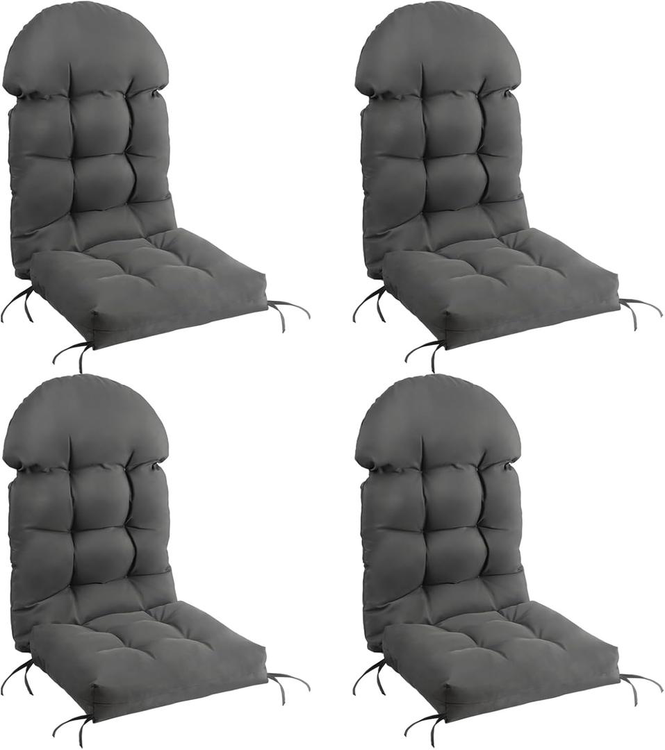 FUNBERRY High Back Patio Chair Cushions (Set of 4), Waterproof, UV Fade Resistant, Improved Comfy Outdoor Chair Cushions for Adirondack, Rocking Chairs