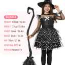Spooktacular Creations Kids Witch Costume, Halloween Costume Witch Dress with Broom Hat Tights for Girls Glittery for Halloween Role Play Parties, Black (Medium(8-10 yrs)) (M)
