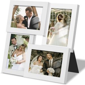 4x6 Collage Picture Frame Tempered Glass Front, Displays Four 4x6 Photo, Family Photo Collage Frame, Wall Decor Wall Hanging or Tabletop, White