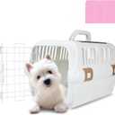 Hard-Sided Plastic Dog and Cat Kennel,Two-Door Pet Carrier, Plastic Wire Door, Top or Front Loading,Pets up to 22LBS,Fully Breathable, Perfect for Traveling/Hiking/Camping/Veterinary Visits (White)