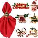 Christmas Napkin Rings Set of 6 - Metal Xmas Holders for Table Setting, Exquisite Household Napkin Holders for Thanksgiving, Winter Party, Wedding (01)