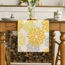 Artoid Mode Yellow Dahlia Floral Pinnata Summer Table Runner, Seasonal Spring Holiday Kitchen Dining Table Decoration for Home Party Decor 13x90 Inch
