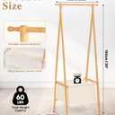 Bamboo Clothes Rack with Storage Box, Portable Extra Large Garment Rack Clothing Rack, Foldable Wardrobe For Entryway and Bed Room (S)