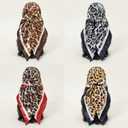 Ciormis 35" Silk Head Scarf for Women, 4 Pcs Satin Hair Scarf Square Silk Bandana Top Neck Scarves Hair Wraps for Sleeping (H1-leopard-set11)