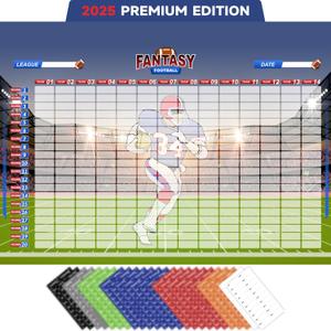 Fantasy Football Draft Board Kit, 5 Feet x 3.3 Feet Board Premium Color Edition Fantasy Football Draft Board Kit, 5 Feet x 3.3 Feet Board Premium Color Edition