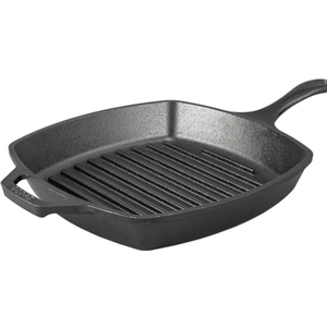 Bundle of Lodge 10.5 Inch Cast Iron Pre-Seasoned Square Grill Pan 