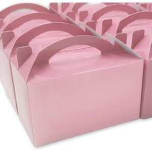 TIMESEEK 30-Pack Blush Pink Gable Treat Boxes with Handles - 6" Pop-Up Party Favor Gift Boxes for Birthday, Wedding, Baby Shower, Eco-Friendly Candy, Cookie, Goodie Bags for Kids, Bachelorette Decor
