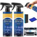 Quick Effect Car Coating Spray, 2PCS Car Coating Spray, Quickly Coat Car Wax, Oil Film Emulsion Glass Cleaner with Sponge and Cloth