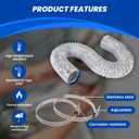 Dryer Vent Hose 4 Inch x 25FT - Flexible Aluminum Dryer Hose with 2 Clamps - Heavy-Duty 6-Layer Dryer Vent Hose for Tight Spaces, HVAC, Bathroom, and Kitchen Exhaust Ventilation