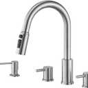 Tohlar Kitchen Faucets, Brushed Nickel Kitchen Faucet Pull Down Sprayer Stainless Steel Sink Faucets with Soap Dispenser Commercial Modern Rv Faucets, Llaves para fregaderos de cocina