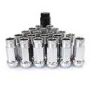 Chrome Lug Nuts M12x1.25 Open End Wheel Nuts,Taper Acorn Seat, Forged Locknut Racing Nut 20 Set 2 Pieces Total 22 Pieces and 1 Nut Socket Key (Silver M12 x P1.25)