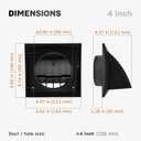 4 Inch Anthracite Plastic Dryer Vent Cover with Backdraft Damper  Exterior Wall Exhaust Hood Grille with Non-Return Protective Flap  Outside Air Vent Cover for Dryer, Bathroom & HVAC