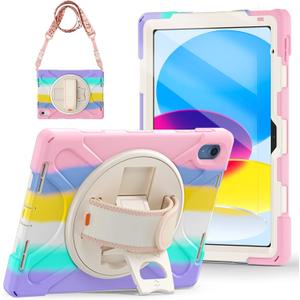 TSQQST Case for iPad (A16) 11th/10th Generation Case for Kids Girls Cute Pink 10.9 2025 2022 | Kids Proof with Screen Protector | Strap for Car & Carrying Use | Stocking Stuffers for iPad 11/10 Users