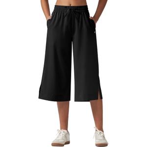 Willit Women's Wide Leg Capris Pants Lightweight Travel Pants Quick Dry Summer Walking Athletic UPF50+ Pockets (X-Large, Black)