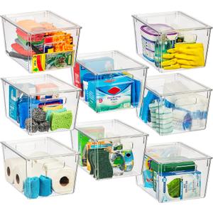 ClearSpace Plastic Storage Bins with Lids X-Large  Perfect Kitchen Organization, Desk Organizer or Pantry Storage  Desktop Organizer, Pantry Organization and Storage Bins, Cabinet Organizers (8 Pack)