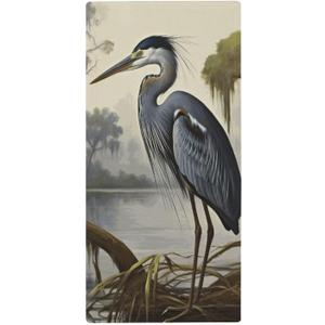 MoBlinko Blue Heron Bird Bathroom Hand Towels Absorbent Yoga Gym Face Towels Soft Fingertip Towel for Kitchen Hotel Home Decor 14 X 28 in