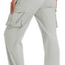 MAGCOMSEN Women's Cargo Pants Quick Dry Lightweight Hiking Travel Pants Water Resistant Safari Joggers with Pockets (Gray, L)