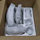 8 x VEWEET, Series Fiona, 30-Piece Dinnerware Sets for 6, White Dishes Set with Black and Gray Stripes, Porcelain Dinner Set Including Dessert Plates, Soup Plates, Dinner Plates, Cups & Saucers