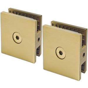 Bathlink Brushed Gold Glass Clamp for Bathroom, 2PCS Shower Glass Clamp for 1/4" to 1/2"(6-12mm) Tempered Glass, U-Clamp for Shower Door