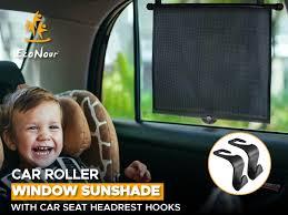 EcoNour Car Window Covers for Baby  Retractable Car Window Shades for Protecting Kids, Passengers & Pets from Harmful Sun Rays | Window Sun Shade for Trucks, SUVs | (22”x24”)