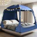 Bed Tent Twin Full Queen King Size Canopy Tent for Kids and Adult - 80% Blackout Indoor Sleeping Tents with Star String Lights, Big Space Breathable Dome Tent Playhouse for Boys & Girls