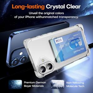 for iPhone 16 Pro Max Wallet Clear Case with Card Holder + 1 Screen Protector, Heavy Duty Protection Shockproof Anti-Yellow Protective Cover for iPhone 16 Pro Max 6.9 (Black)