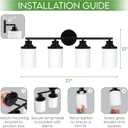 Holim Modern Black Bathroom Light Fixtures Over Mirror, 4-Light Vanity Lights for Bathroom, Vanity Light, Milky White Glass Shades, Wall Sconces, E26 Socket (Bulbs Not Included)