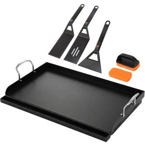 Utheer Griddle Kit, 25 x 16 Inch Pre-Seasoned Cast Iron Griddle