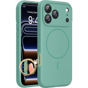 Miracase Magnetic for iPhone 17 Pro Case, Compatible with MagSafe, Integrated Silicone Camera Control Cover, 3.0mm Thicken Shockproof Drop Protection Phone Case for 17 Pro,Midnight Green