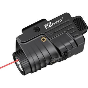 EZshoot 800 Lumens Pistol Light Laser Combo Rechargeable, Pistol Flashlight with Slidable Rail Compatible with Glock and Picatinny Rail, Light with Red Laser Beam (Black)