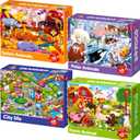 QUOKKA Puzzles for Kids Ages 4-6  4 x 48 Pieces Jigsaw Puzzles for Toddlers 2-4  Children's Game Ages 3-5 for Learning Farm Animals  Educational Preschool Toy for Boys and Girls 4-8 Years Old