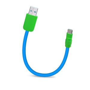 Color Block Chubby - Power Bank Friendly Short 240W Fast Charging Cable for iPhone 16 15 Pro Max Silicone USB C Cable for Samsung, iPad, MacBook, Blue+Green, USB-A to Type-C, 1.64FT