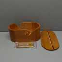 Oval Yarn Bowl, Crochet Yarn Holder with 9pcs Knitting Hooks, Large Wooden Yarns Storage Crochet Bowl with Double Curling Slot Knitting Gift for Crocheters