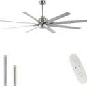 FINXIN Indoor Ceiling Fan Light Fixtures Brushed Nickel Remote LED 72 Ceiling Fans For Bedroom,Living Room,Dining Room Including DC Motor,8-Blades,Remote Switch