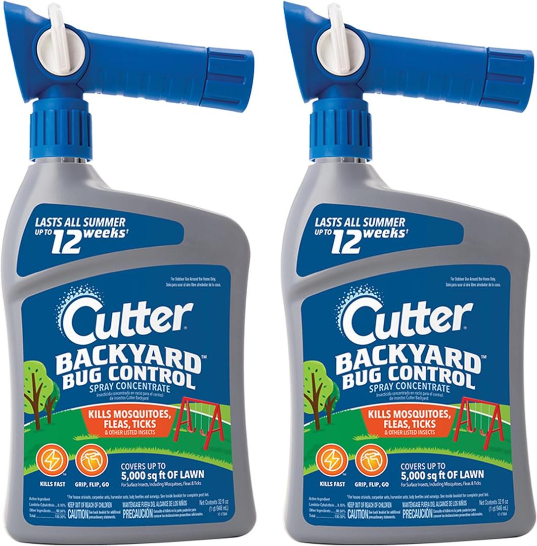 Cutter Backyard Bug Control Spray Concentrate (2 Pack), Kills Mosquitoes, Fleas & Listed Ants, 32 Fl Ounce Cutter Backyard Bug Control Spray Concentrate (2 Pack), Kills Mosquitoes, Fleas & Listed Ants, 32 Fl Ounce