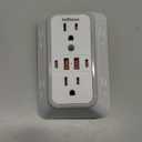 JcBlaon Outlet Extender Surge Protector - 6 Outlet Splitter with 4 USB Ports (2 USB C), Multiple Plug Expander Wall Charger, 3 Sided Multi Plug Wall Adapter Power Strip for Home Office Kitchen Travel (White)