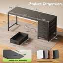 PRAISUN 55.1 Inch Computer Office Desk with Power Outelts and USB-C Port, Reversible Gaming Desk with 4 Fabric Drawers, Work Study Desk Work from Home, Black